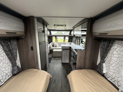 2025 Coachman Lusso III view from twin beds